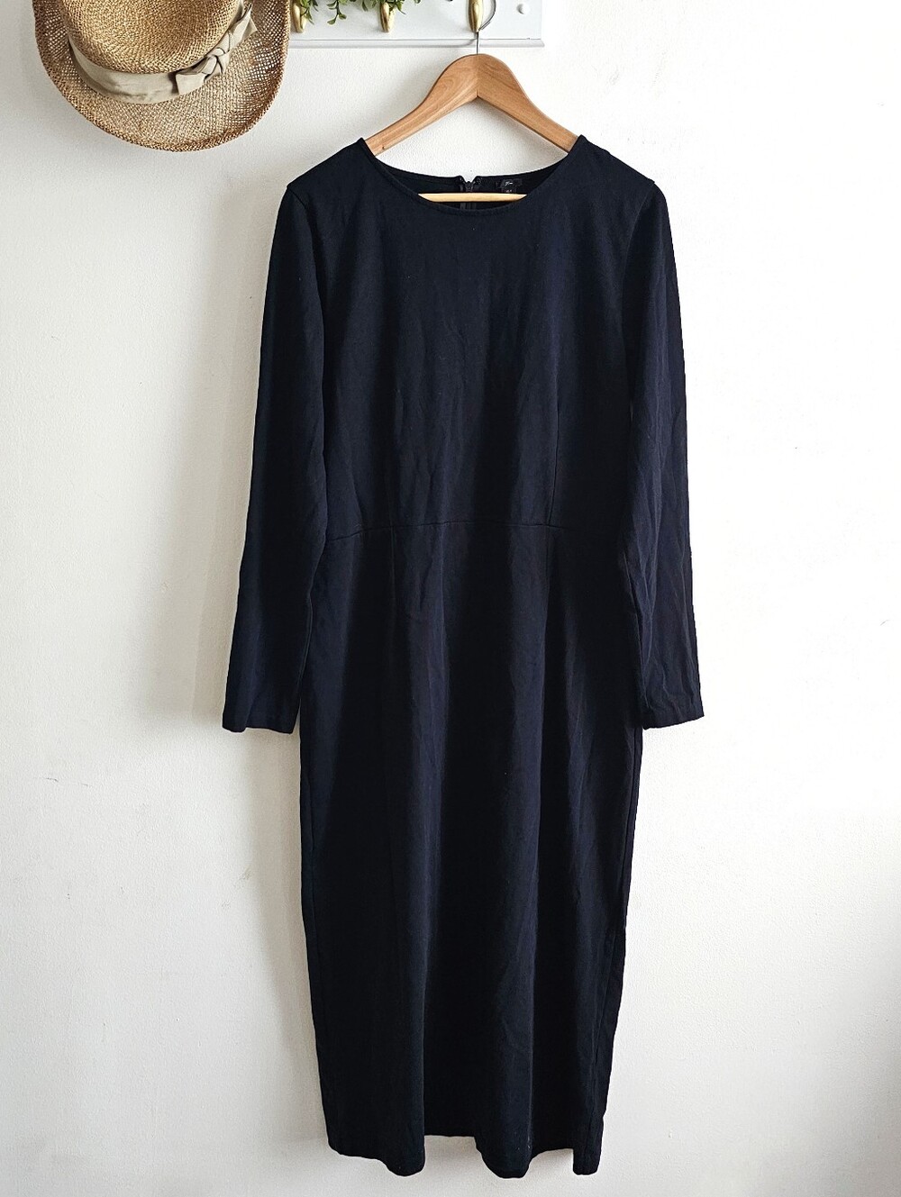 J.Crew Black Cotton Long Sleeve Midi Sheath Dress Women's Size 16 Tall